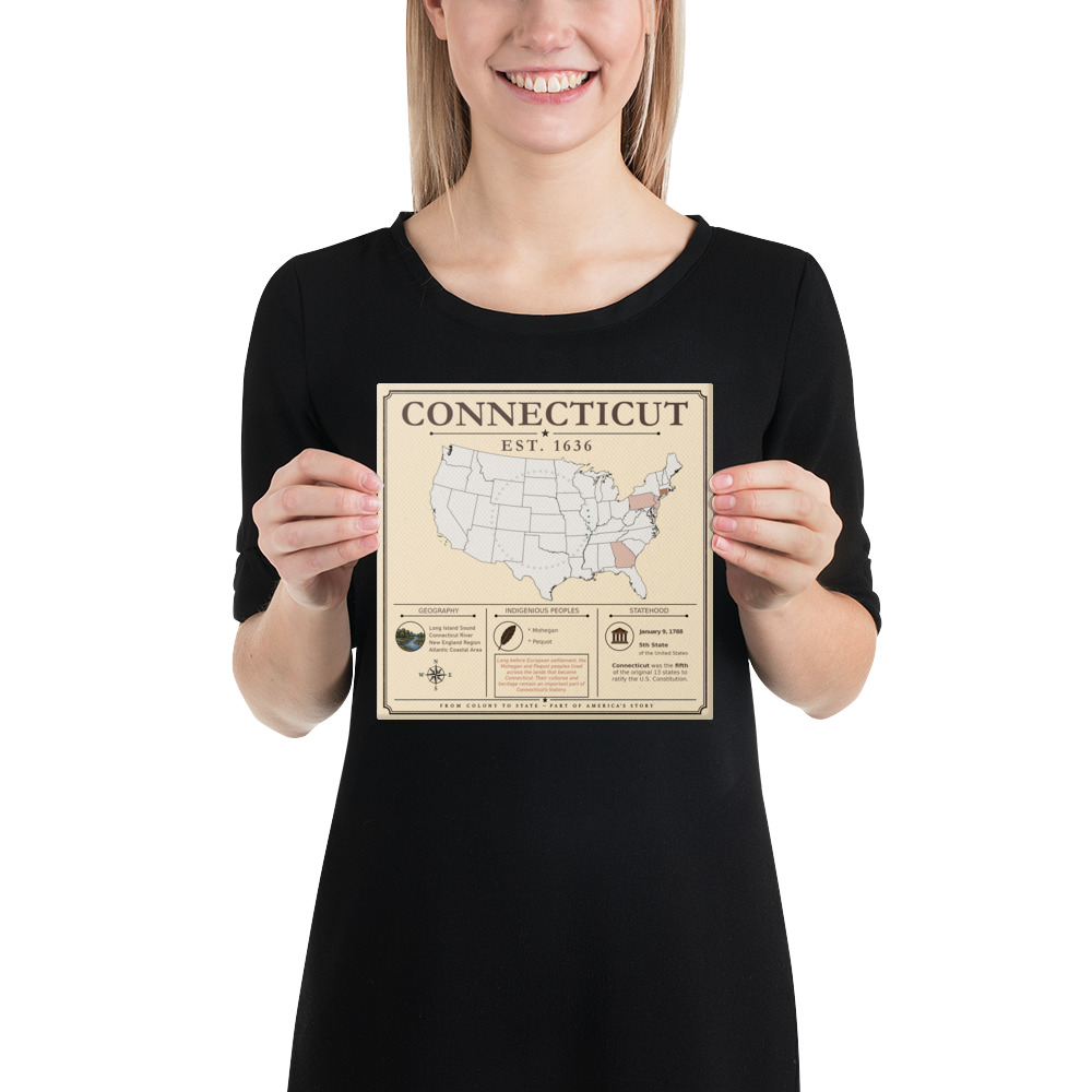 Connecticut – 5. Bundesstaat der USA | Historisches Keilrahmenbild