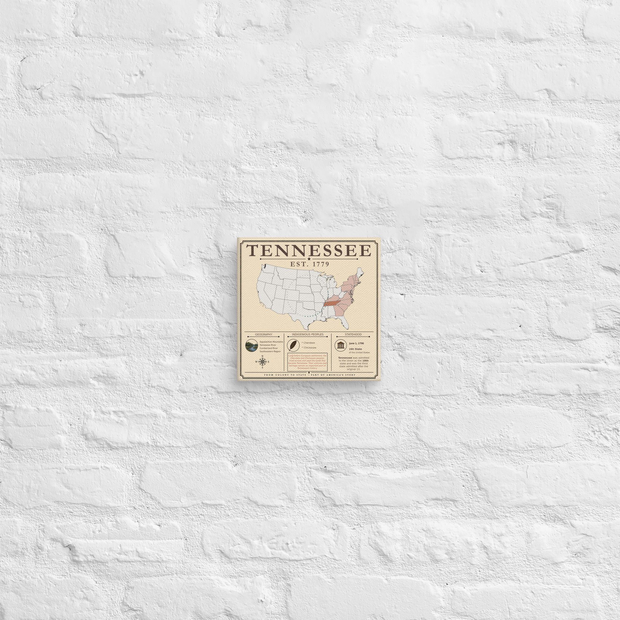 Tennessee – 16. Bundesstaat der USA | Historisches Keilrahmenbild